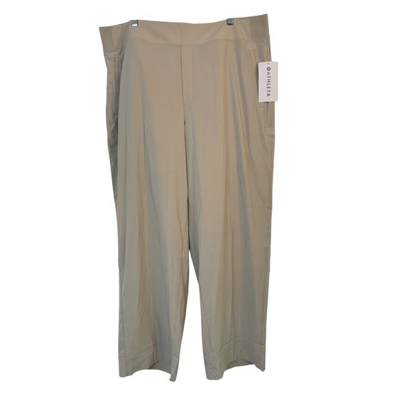 Athleta Brooklyn Heights New Wide Leg Pant Size 20 Recycled Material Beige RZ - Picture 1 of 12